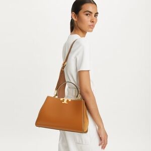 Tory Burch Eleanor satchel in Malt Whiskey Tan Color